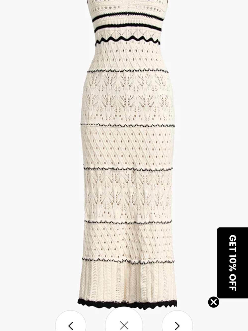 Commense Cream Crochet Maxi Dress with Black Accents